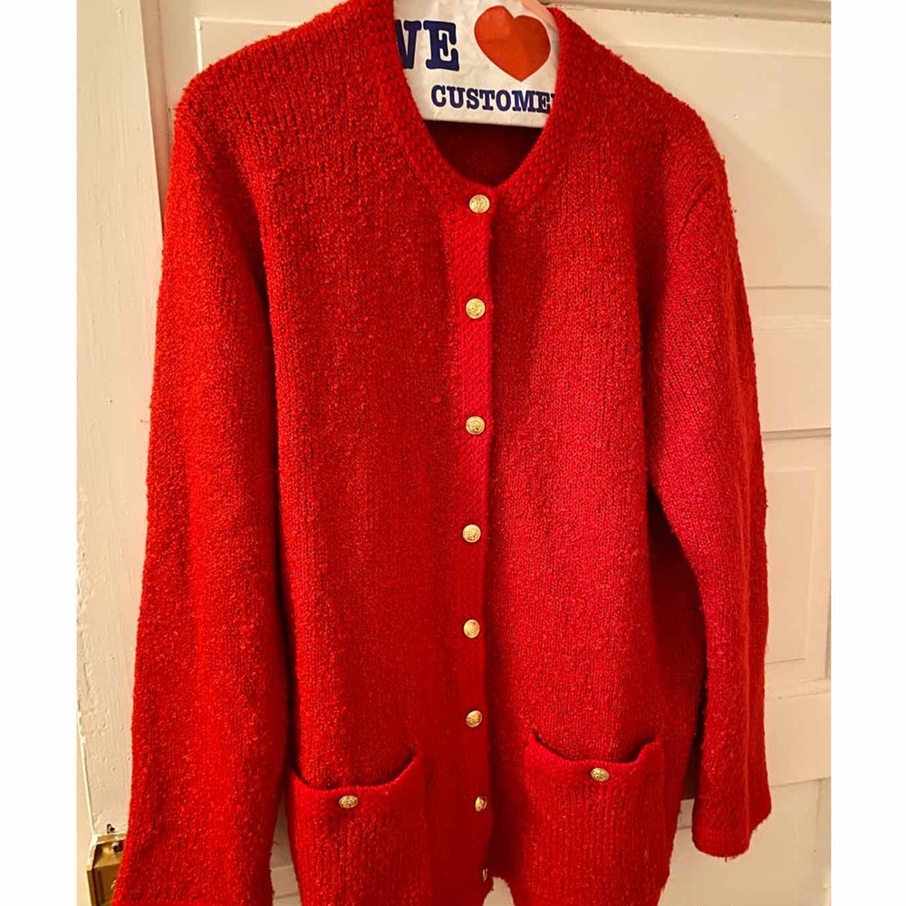 Kerri and Kelsey cardigan in beautiful red